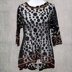 Vtg 90s Rock Candy Sheer Lace Black Long Sleeve Corset Back Style Women S Hi-Low